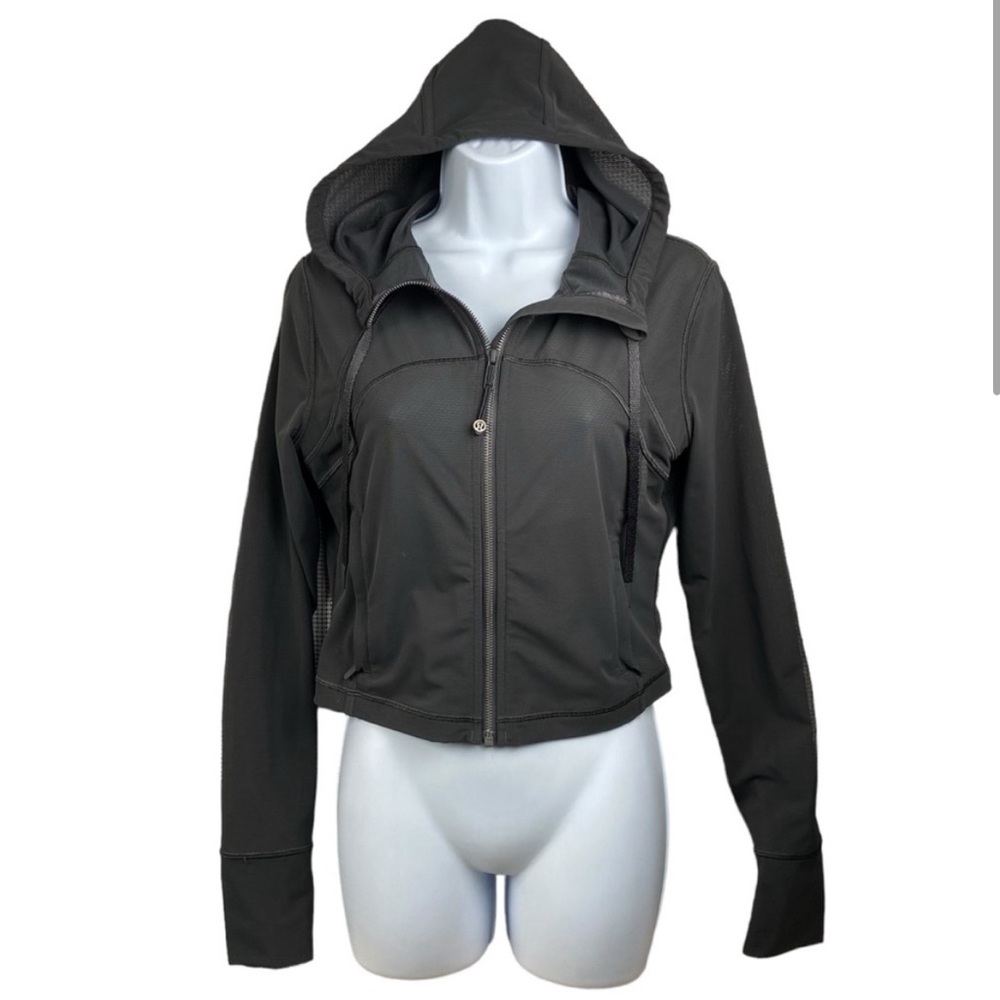 Lululemon Nulu and Mesh Cropped Define Jacket Hooded Graphite Grey 8